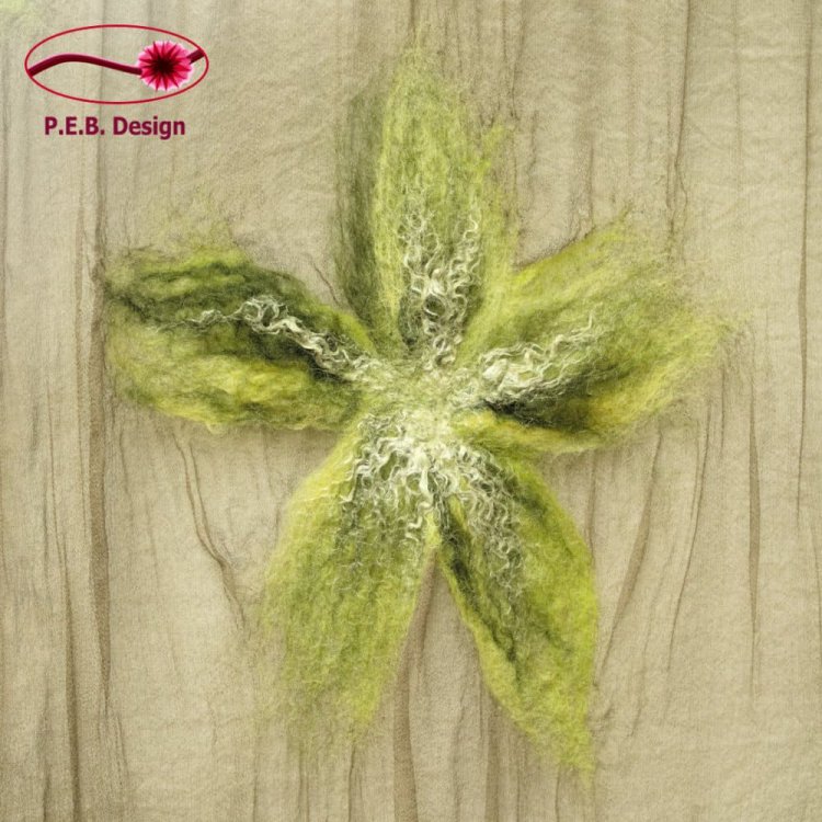 Silk Scarf Blossoms Moss Green - Click Image to Close