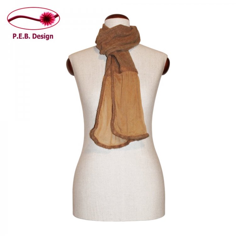 Wool Scarf Flounce Cappuccino - Click Image to Close
