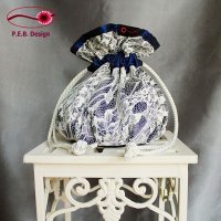 Pompadour Bag Lace Midnight Blue-Cream