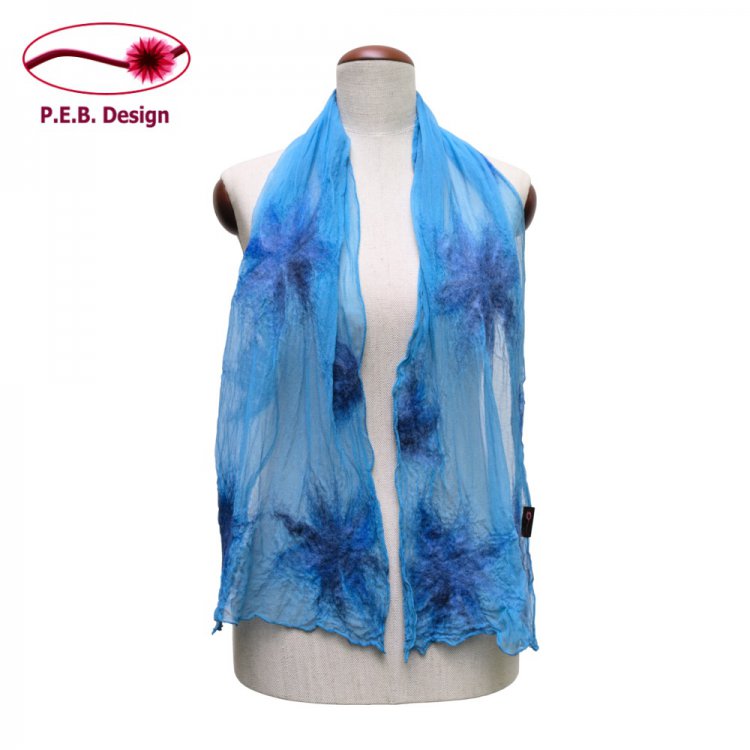 Silk Scarf Blossoms Light Blue - Click Image to Close