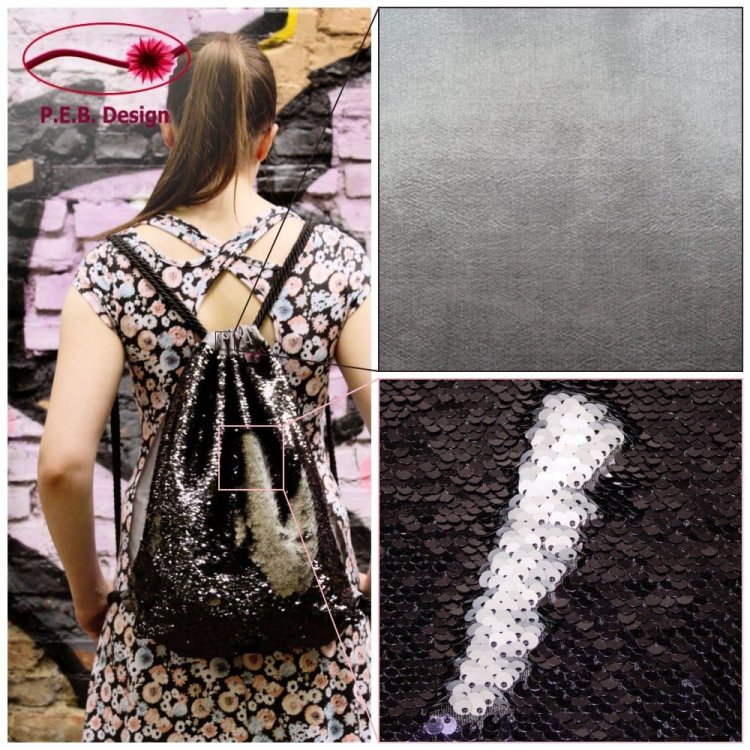 Backpack Reversible Sequins Black-Silver - Click Image to Close