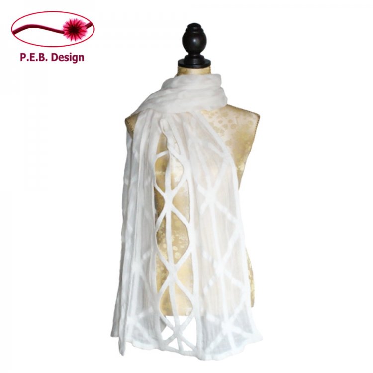 Silk Stole Perforated Natural White - Click Image to Close