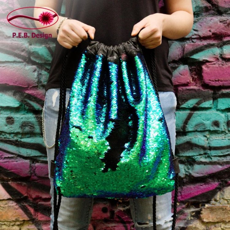 Backpack Reversible Sequins Blue-Green - Click Image to Close