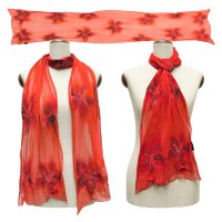 Silk Scarf Blossoms Passion Red
