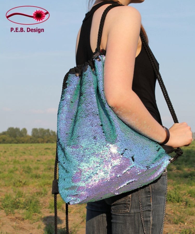 Backpack Reversible Sequins Blue - Click Image to Close