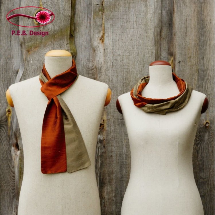 Silk Scarf Silk Loop Copper-Champagne - Click Image to Close