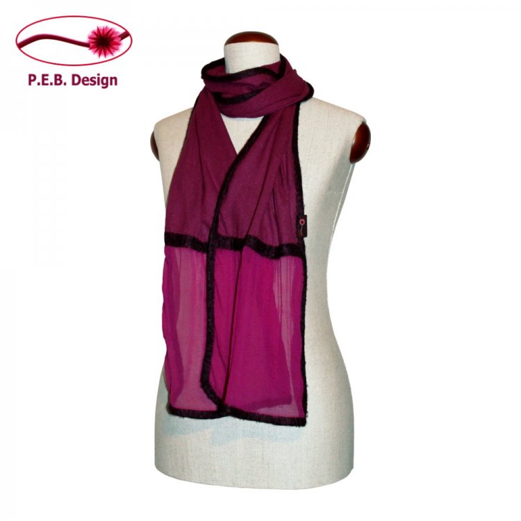 Silk Scarf Flounce Blackberry-Plum - Click Image to Close