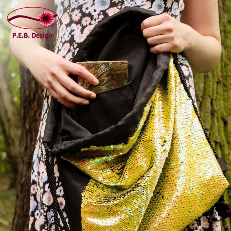 Backpack Reversible Sequins Gold - Click Image to Close