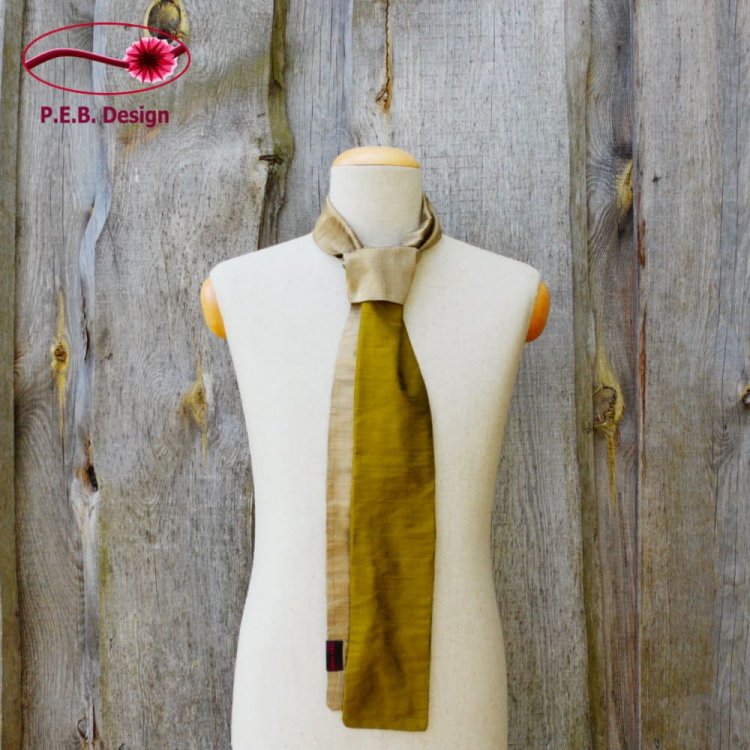 Silk Scarf Yellow-Green-Champagne - Click Image to Close