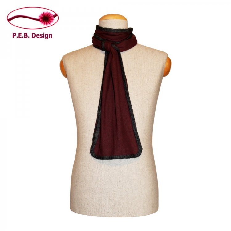 Silk Scarf Burgundy-Anthracite - Click Image to Close