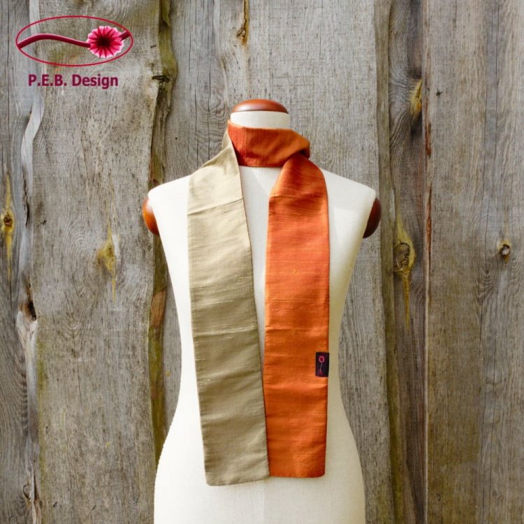 Silk Scarf Apricot-Champagne - Click Image to Close