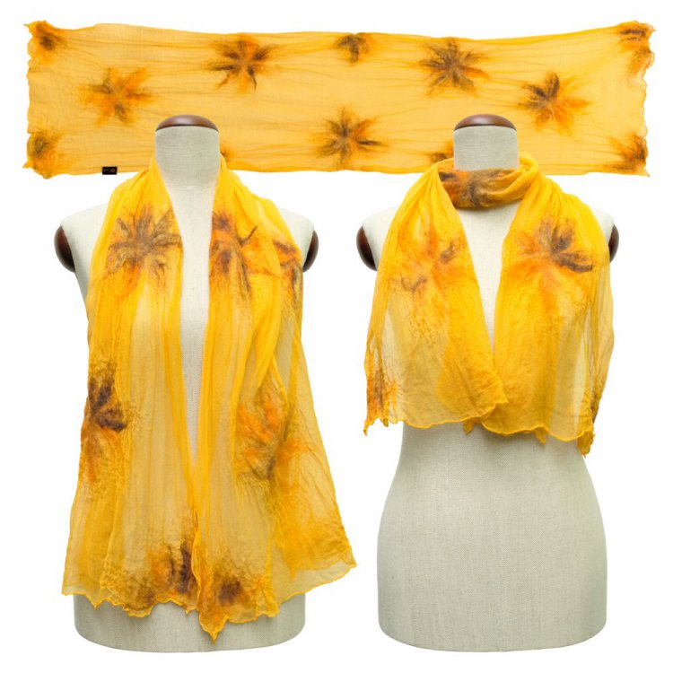 Silk Scarf Blossoms Summer Yellow - Click Image to Close