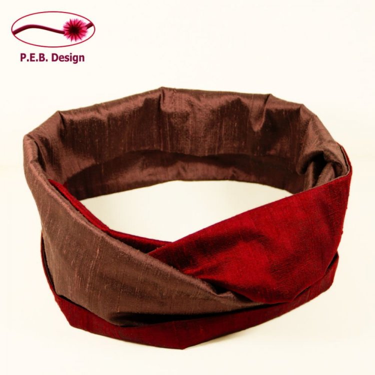 Silk Scarf Silk Loop Wine Red-Brown Violet - Click Image to Close