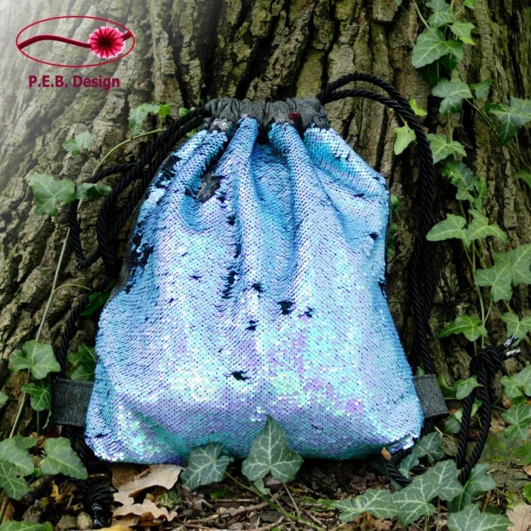Backpack Reversible Sequins Blue - Click Image to Close