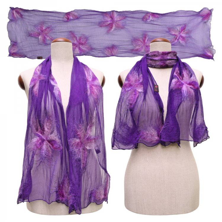 Silk Scarf Blossoms Lavender - Click Image to Close