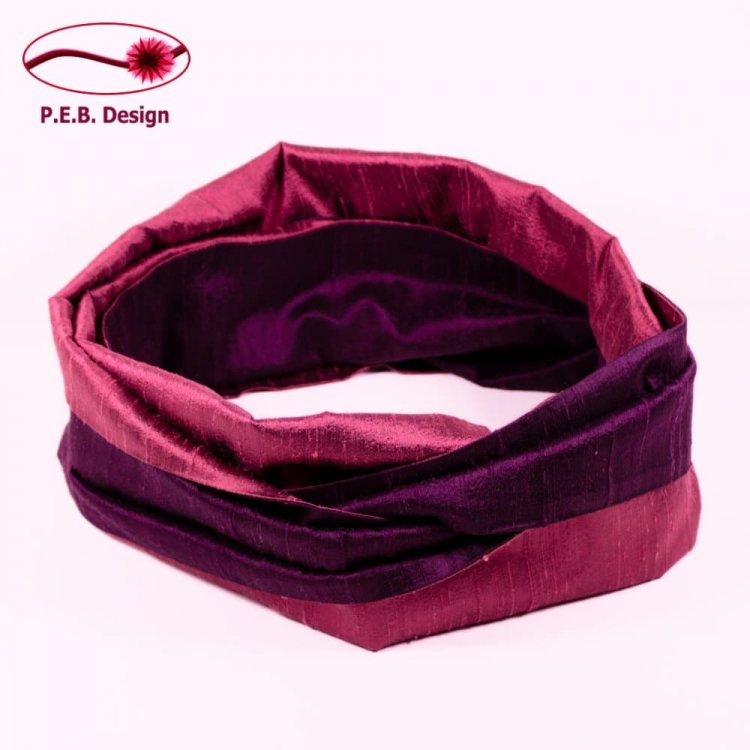 Silk Scarf Silk Loop Aubergine-Rose - Click Image to Close