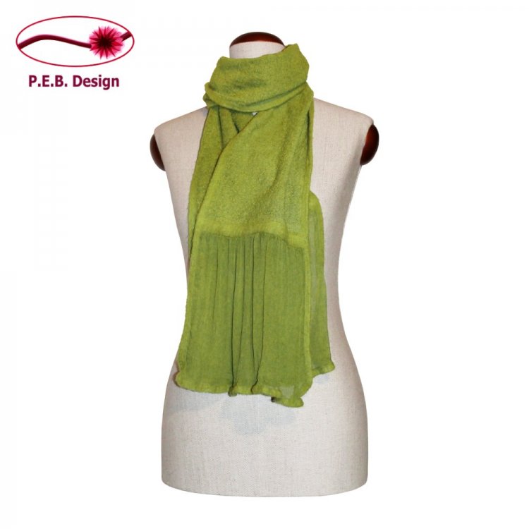 Wool Scarf Flounce Lime Green - Click Image to Close
