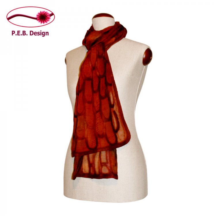 Silk Scarf Snake Skin Red-Brown - Click Image to Close