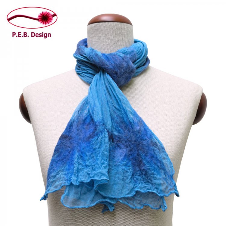 Silk Scarf Blossoms Light Blue - Click Image to Close