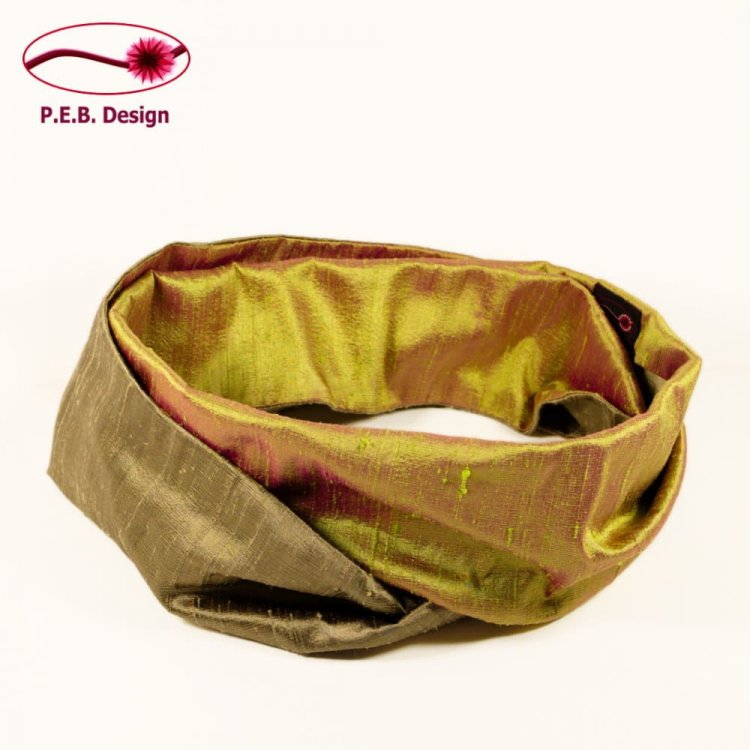 Silk Scarf Silk Loop Champagne-Lime - Click Image to Close