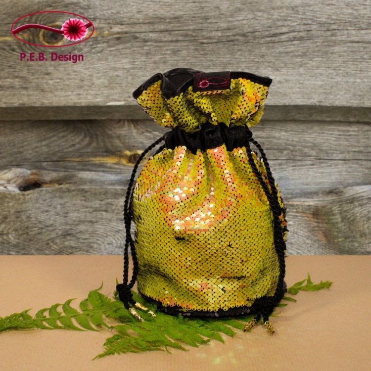 Pompadour Bag Reversible Sequins Gold - Click Image to Close