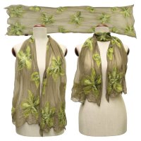 Silk Scarf Blossoms Moss Green