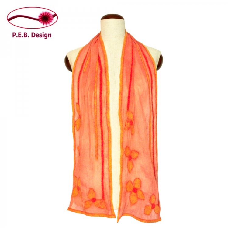 Set Silk Scarf & Silk Arm Warmers “Tiger Lily” - Click Image to Close