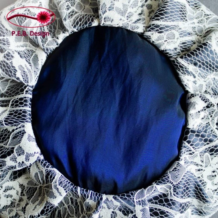 Pompadourbeutel Spitze Nachtblau-Creme - zum Schließen ins Bild klicken
