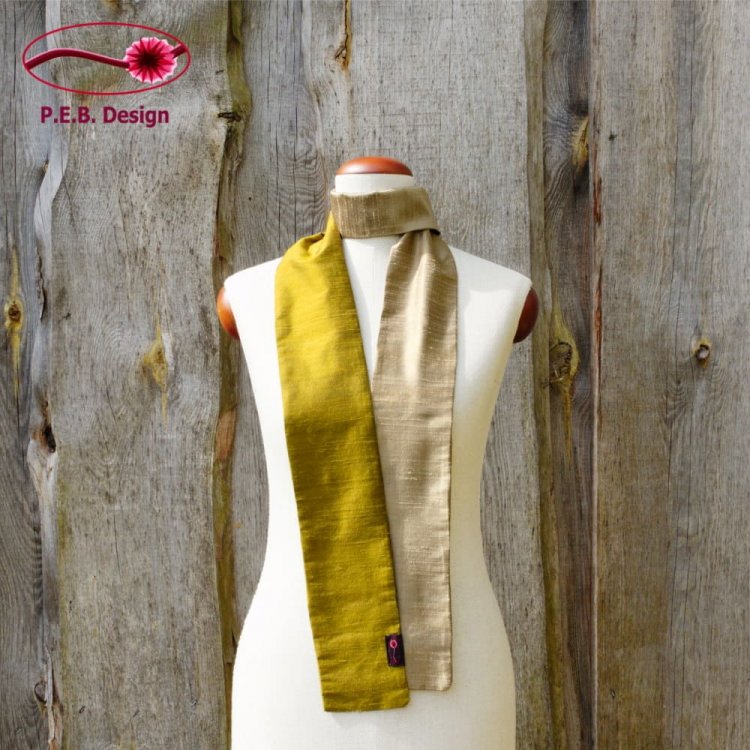 Silk Scarf Yellow-Green-Champagne - Click Image to Close