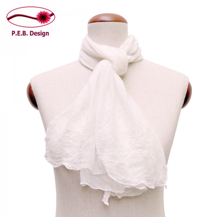 Silk Scarf Blossoms White - Click Image to Close