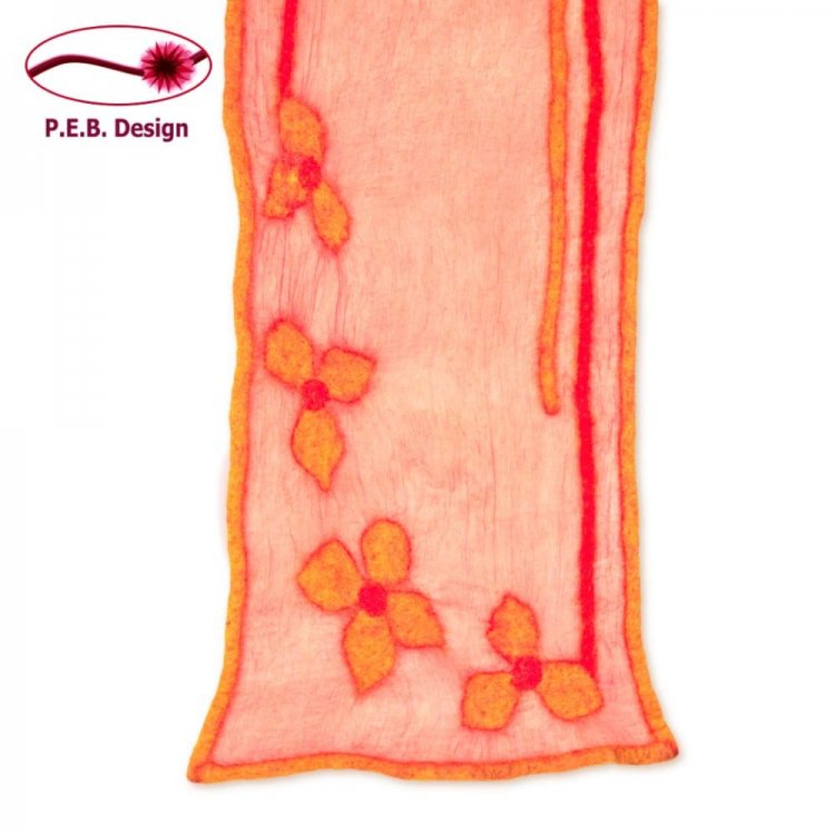 Set Silk Scarf & Silk Arm Warmers “Tiger Lily” - Click Image to Close