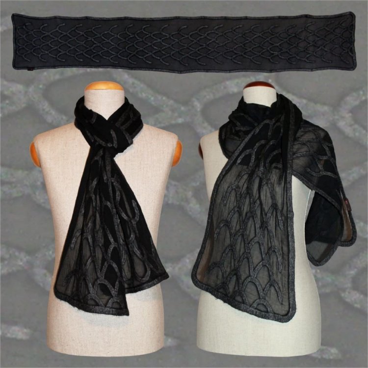 Silk Scarf Snake Skin Black - Click Image to Close