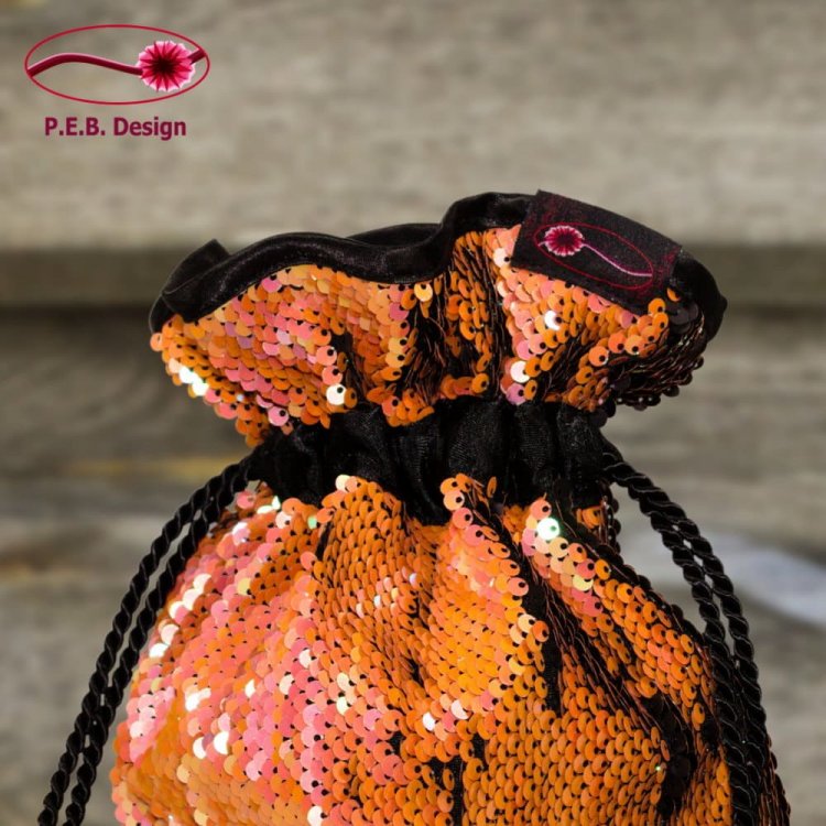 Pompadour Bag Reversible Sequins Apricot - Click Image to Close