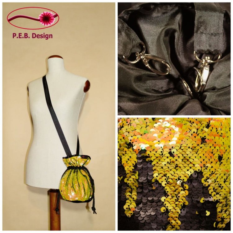 Pompadour Bag Reversible Sequins Gold - Click Image to Close