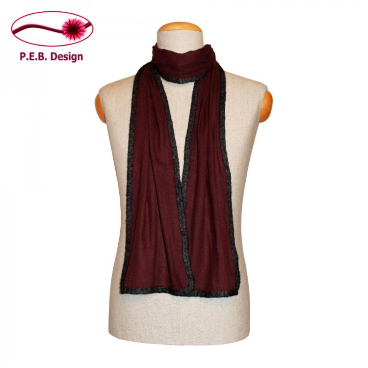 Silk Scarf Burgundy-Anthracite - Click Image to Close
