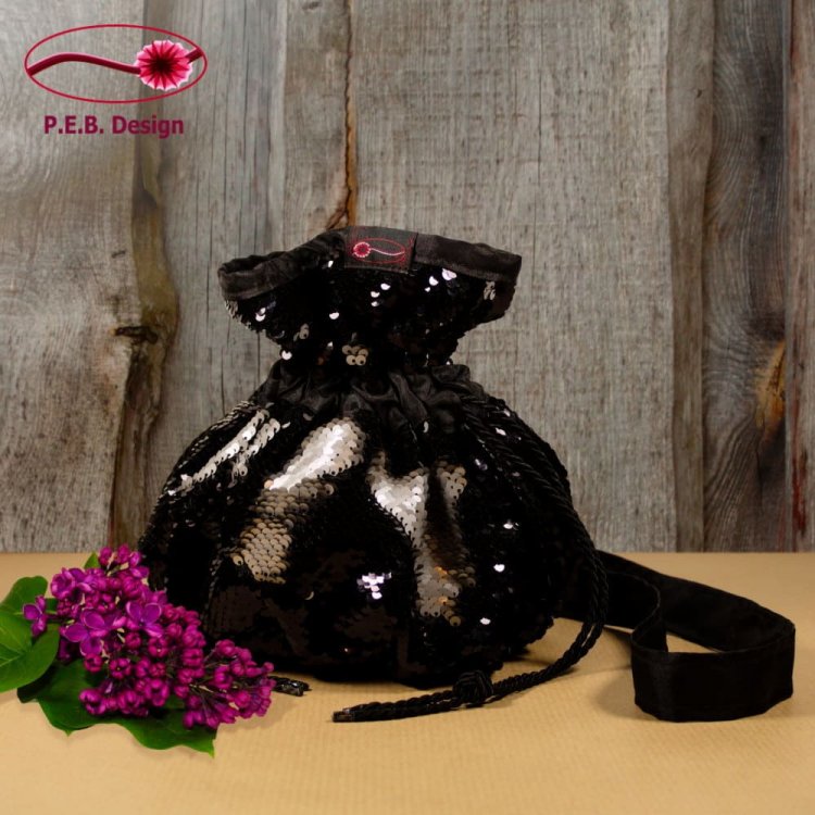 Pompadour Bag Reversible Sequins Black - Click Image to Close