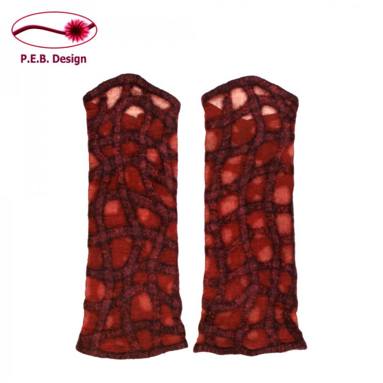 Silk Arm Warmers Wavy Grate Berry - Click Image to Close