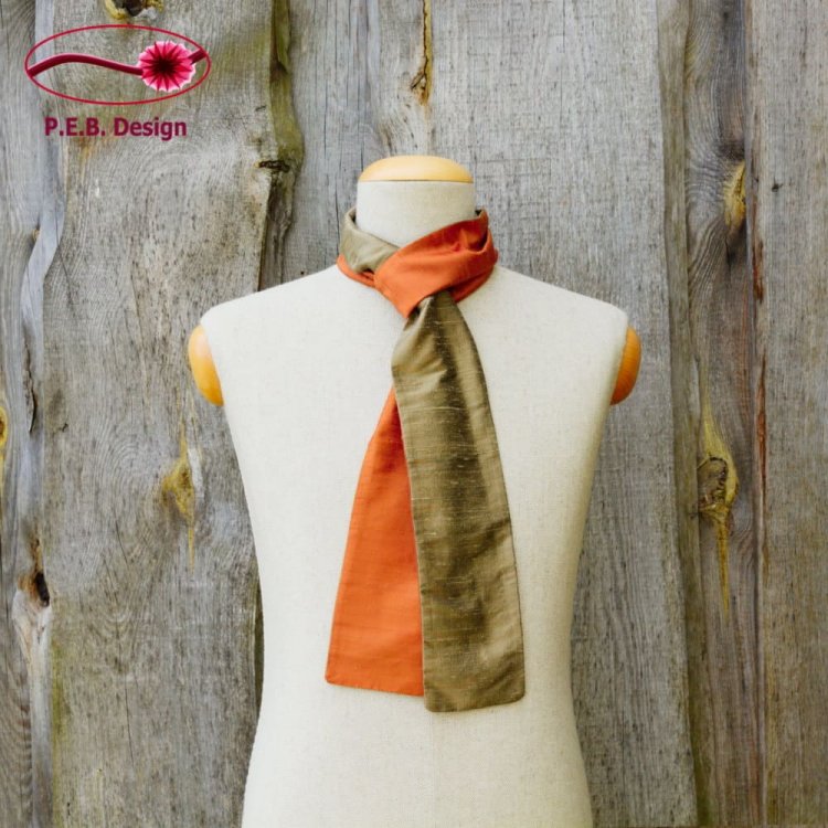 Silk Scarf Apricot-Champagne - Click Image to Close