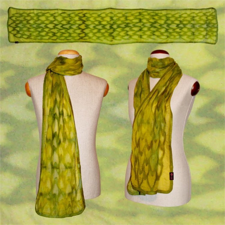 Silk Scarf Snake Skin Green - Click Image to Close