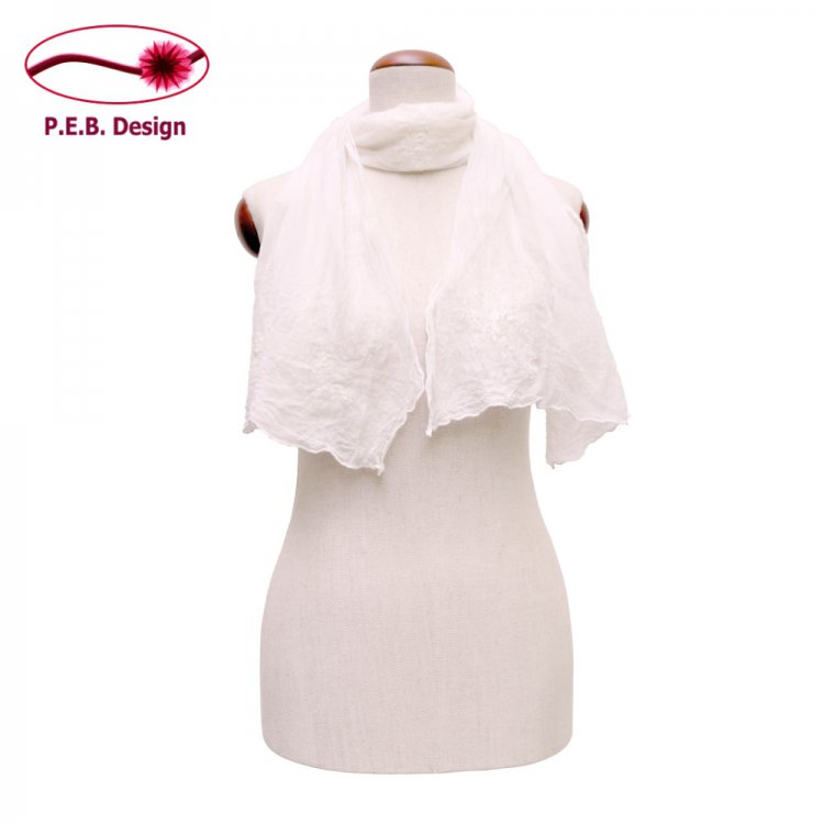 Silk Scarf Blossoms White - Click Image to Close