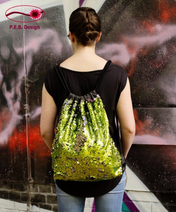 Backpack Reversible Sequins Yellow-Green - Click Image to Close
