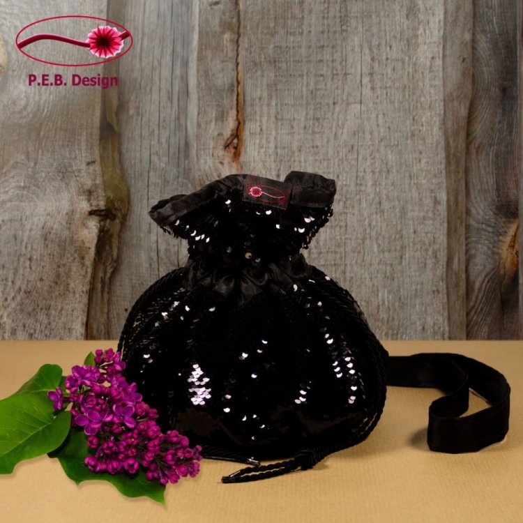Pompadour Bag Reversible Sequins Black - Click Image to Close