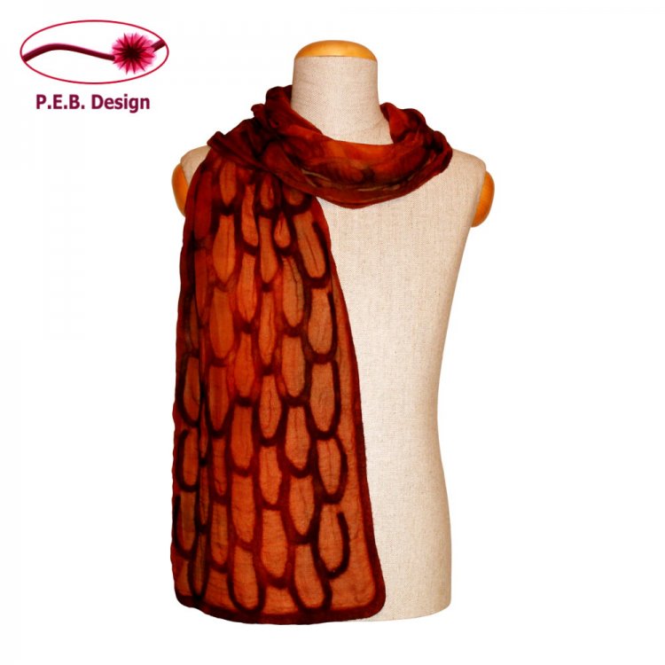 Silk Scarf Snake Skin Red-Brown - Click Image to Close