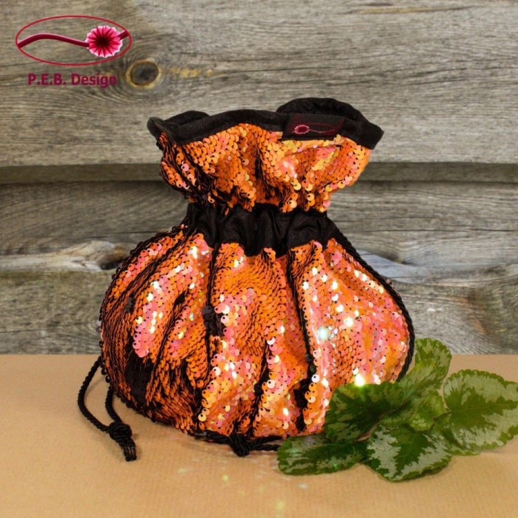 Pompadour Bag Reversible Sequins Apricot - Click Image to Close