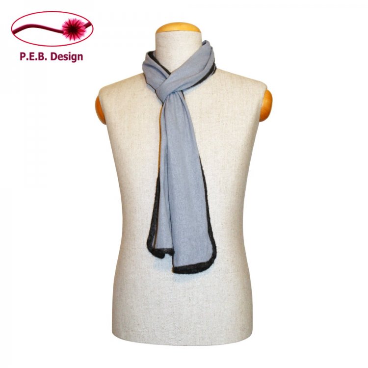 Silk Scarf Slate Blue-Anthracite - Click Image to Close
