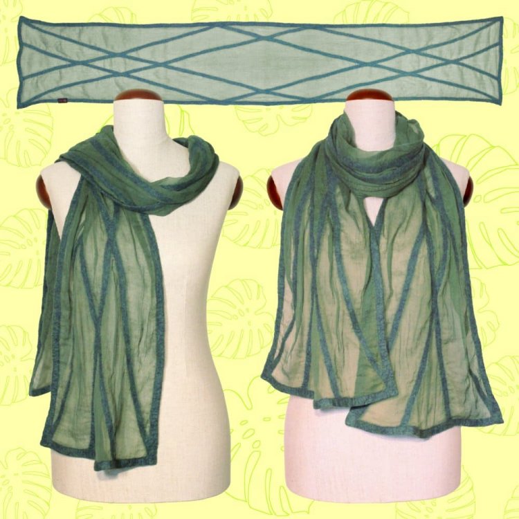 Set Silk Scarf & Silk Arm Warmers “Art Deco Diamond” - Click Image to Close