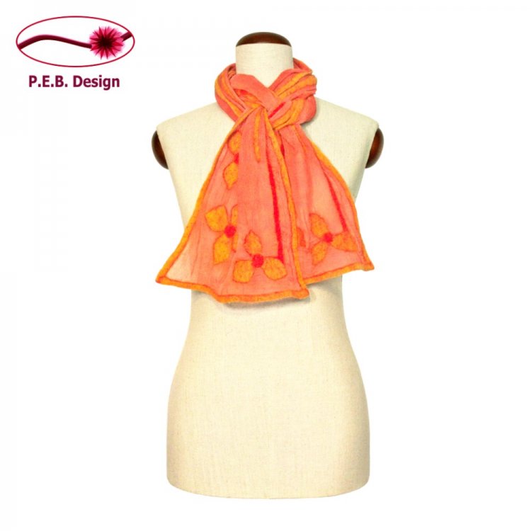 Set Silk Scarf & Silk Arm Warmers “Tiger Lily” - Click Image to Close